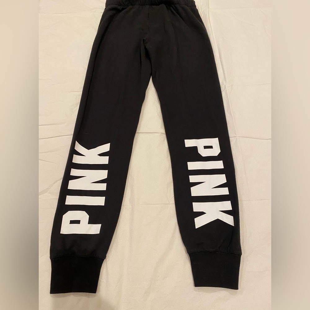 XS PINK sweatpants -black with white logo